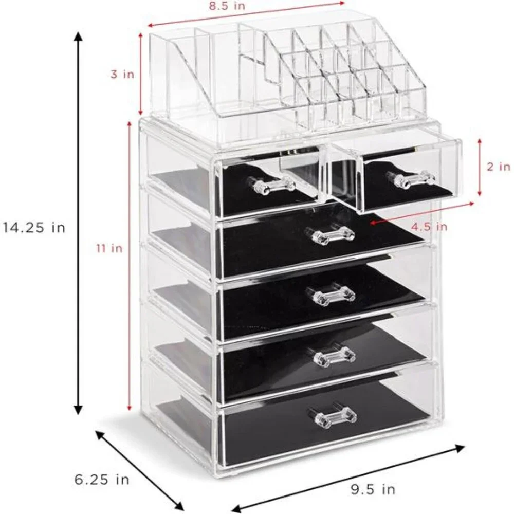 Clear Cosmetic Makeup Organizer - Make Up & Jewelry Storage, Case & Display